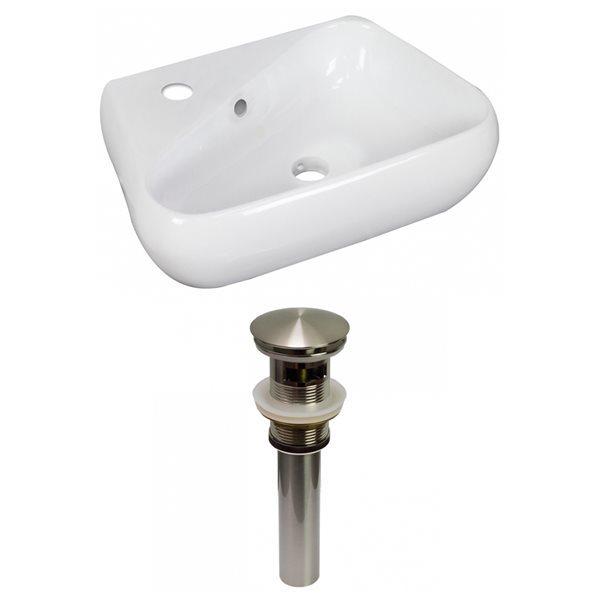 American Imaginations White Ceramic 17.5-in Irregular Wall-mount Sink Set - Nickel Hardware