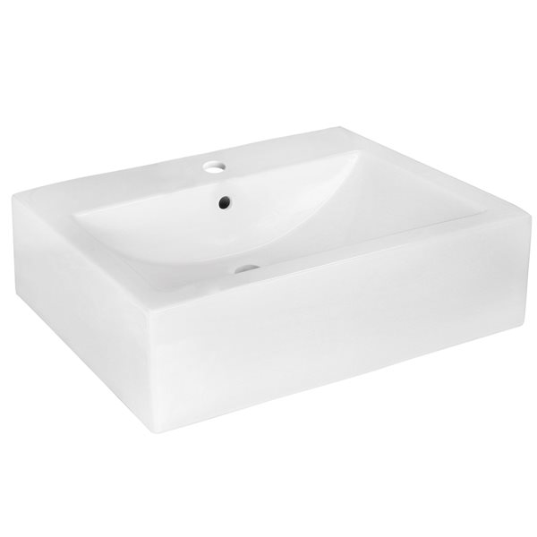 American Imaginations White Ceramic 20.25-in Rectangular Wall-mount Sink Set with Nickel Hardware