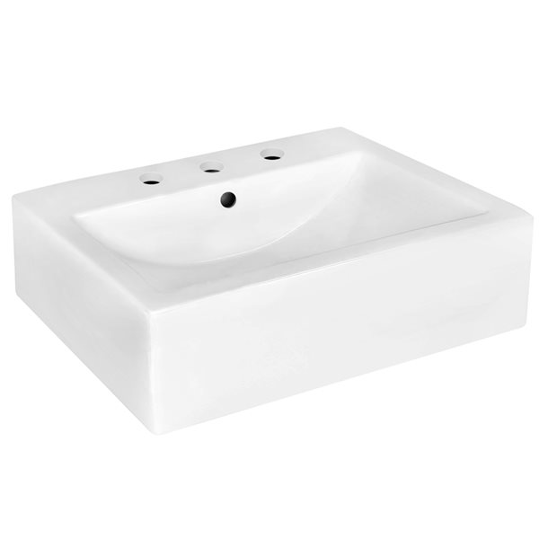 American Imaginations White Ceramic 20.25-in Rectangular Wall-mount Sink Set and White Hardware