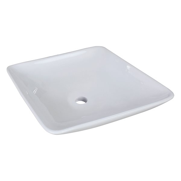 American Imaginations White Ceramic 16.75-in Square Vessel Sink Set with Black Hardware