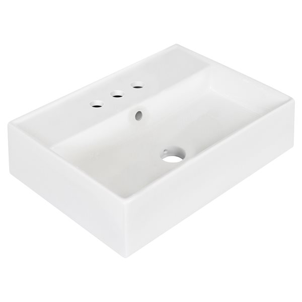 American Imaginations White Ceramic 19.75-in Rectangular Wall-mount Sink Set with Bronze Hardware