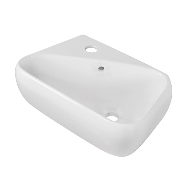 American Imaginations White Ceramic 17.5-in Rectangular Vessel Sink Set and Nickel Hardware