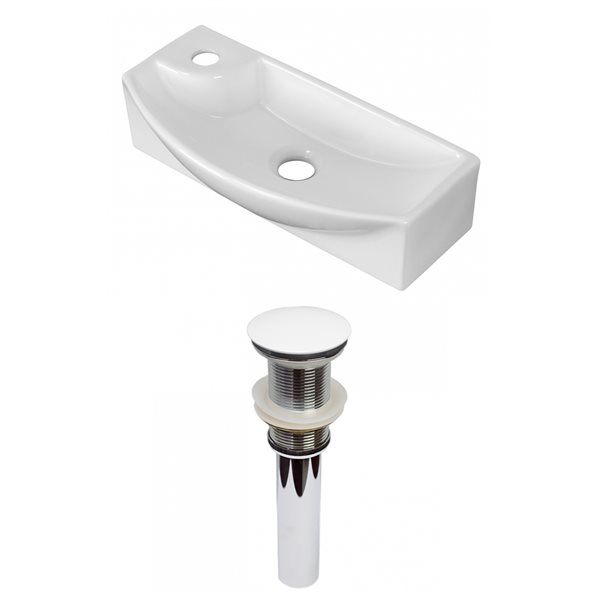 American Imaginations White Ceramic 17.75-in Rectangular Vessel Sink Set - White Hardware