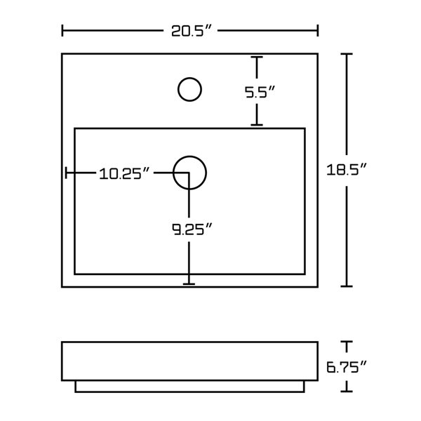 American Imaginations White Ceramic 20.5-in Rectangular Vessel Sink Set -(Nickel Hardware Included)