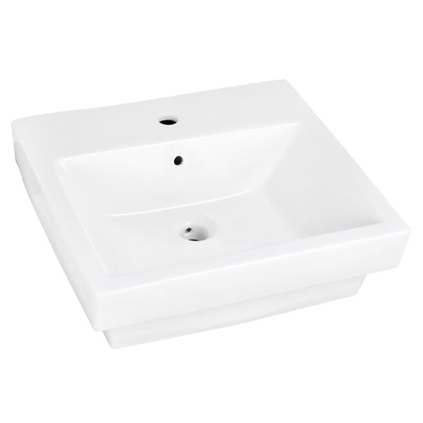 American Imaginations White Ceramic 20.5-in Rectangular Vessel Sink Set -(Nickel Hardware Included)