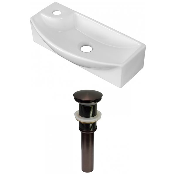 American Imaginations White Ceramic 17.75-in Rectangular Wall-mount Sink Set with Bronze Hardware
