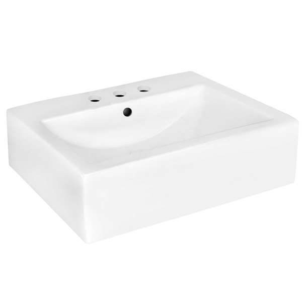 American Imaginations White Ceramic 20.25-in Rectangular Wall-mount Sink Set - Nickel Hardware