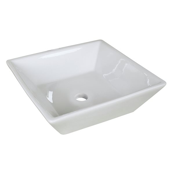 American Imaginations White Ceramic 15.75-in Square Vessel Sink Set - Bronze Hardware Included