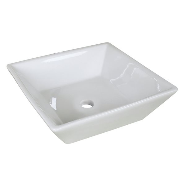 American Imaginations White Ceramic 15.75-in Square Vessel Sink Set and Bronze Hardware