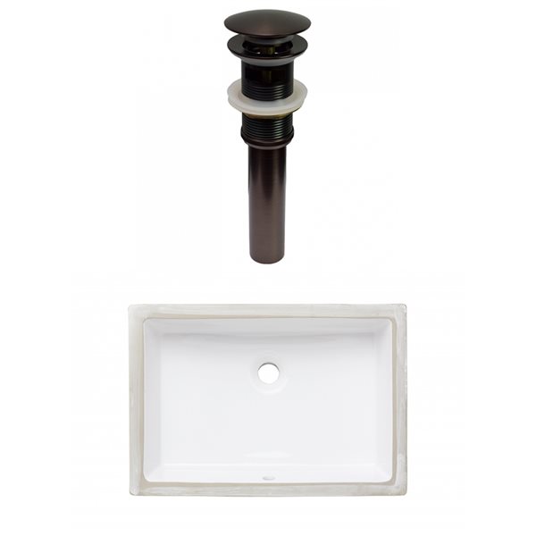American Imaginations White Ceramic 20.75-in Rectangular Undermount Sink Set with Bronze Hardware