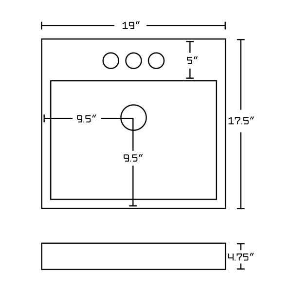 American Imaginations White Ceramic 19-in Rectangular Vessel Sink Set with Bronze Hardware Included