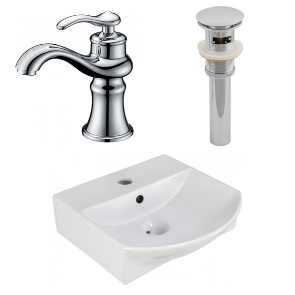 American Imaginations 13.75-in White Ceramic Wall Mount Rectangular Bathroom Sink Kit