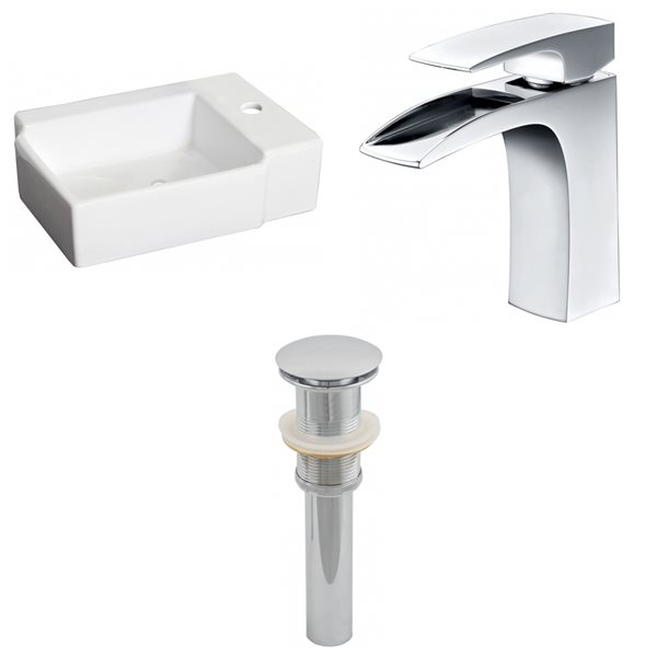American Imaginations White Ceramic Vessel Bathroom Sink Kit - 11.75-in x 16.25-in