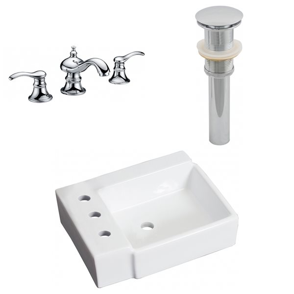 American Imaginations 11.75-in x 16.25-in White Ceramic Rectangular Bathroom Sink with Faucet and Drain
