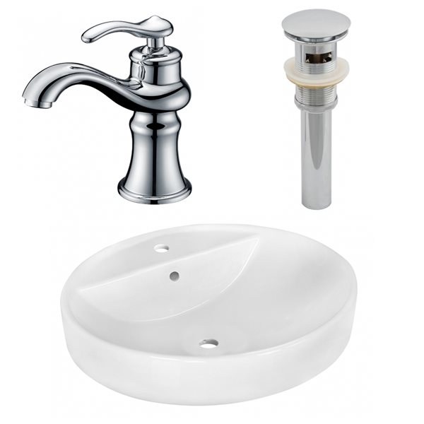 American Imaginations 18.1-in White Ceramic Vessel Round Bathroom Sink Kit
