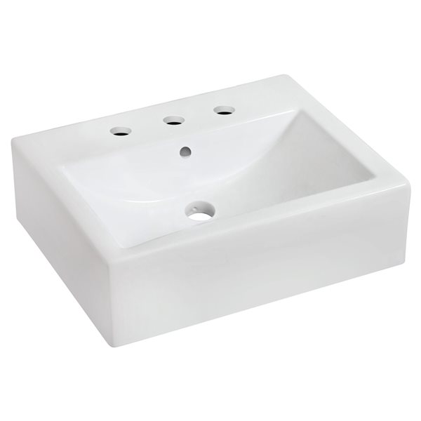 American Imaginations 16.25-in x 20.25-in White Ceramic Wall Mount Rectangular Bathroom Sink with Faucet and Overflow Drain