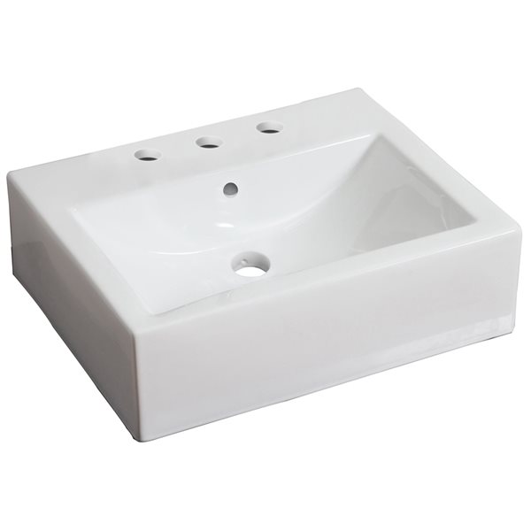 American Imaginations White Ceramic Wall Mount Bathroom Sink Set (16.5-in x 21-in)