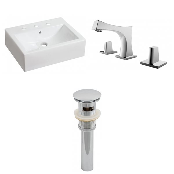American Imaginations White Ceramic Bathroom Sink Set - 16.25-in x 20.25-in