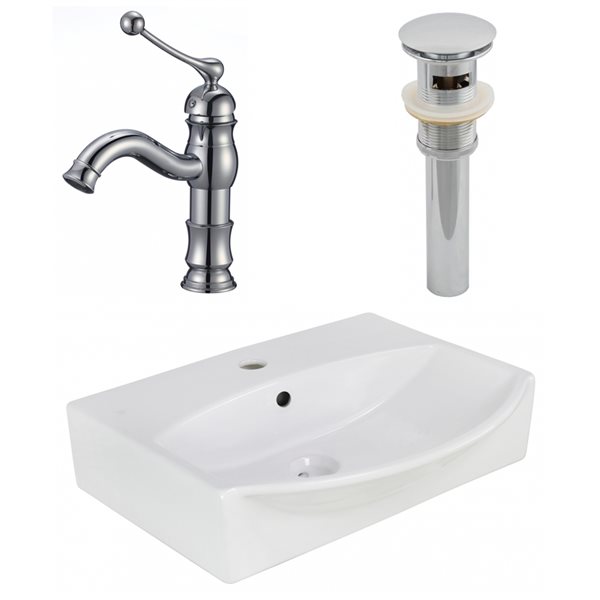 American Imaginations White Ceramic Wall Mount Bathroom Sink Kit (16-in x 19.5-in)