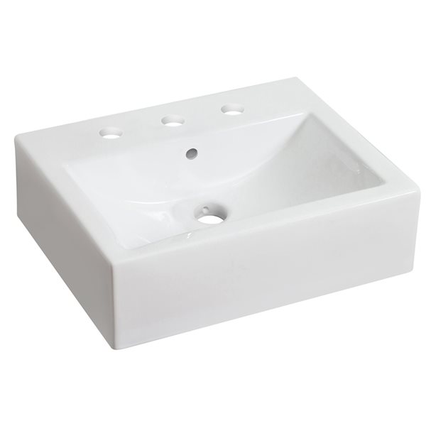 American Imaginations White Ceramic Bathroom Sink and Faucet