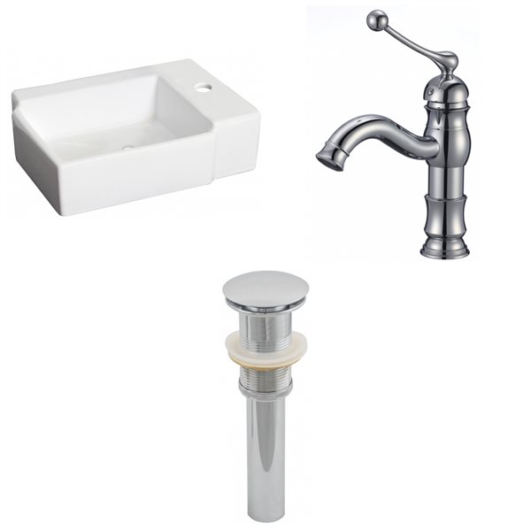 American Imaginations 11.75-in x 16.25-in White Ceramic Wall Mount Rectangular Bathroom Sink Kit