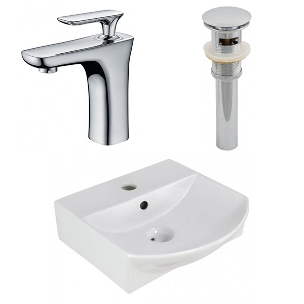 American Imaginations 13.75-in White Ceramic Rectangular Bathroom Sink Set
