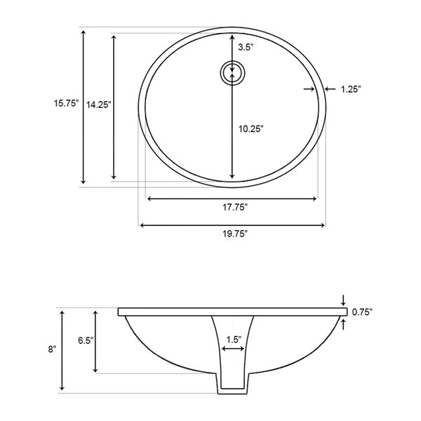 American Imaginations Biscuit Ceramic Bathroom Sink Set (15.75-in x 19.75-in)