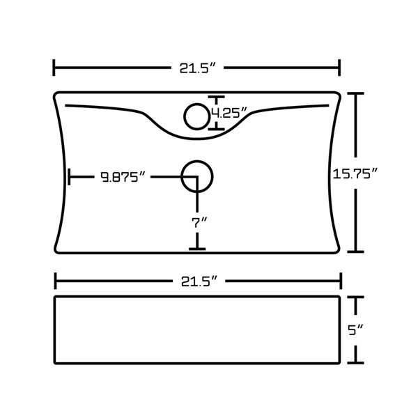 American Imaginations White Ceramic Vessel Rectangular Bathroom Sink Kit (15.75-in x 21.5-in)
