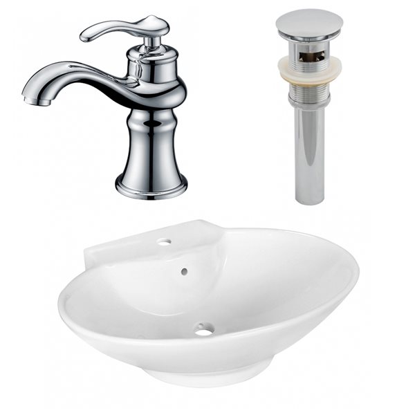 American Imaginations 17.25-in x 22.75-in White Ceramic Vessel Oval Bathroom Sink Set