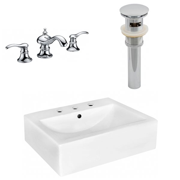 American Imaginations 20.25-in White Ceramic Wall Mount Rectangular Bathroom Sink Set