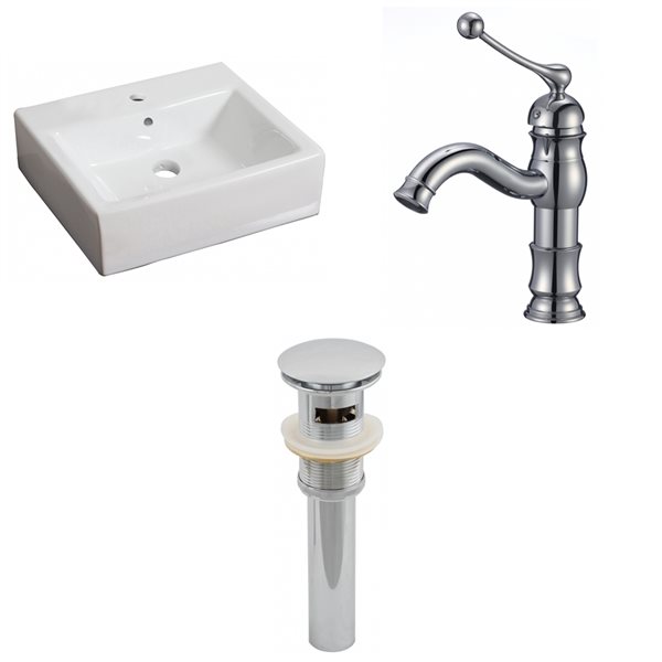 American Imaginations 16.5-in x 21-in White Ceramic Wall Mount Bathroom Sink Kit