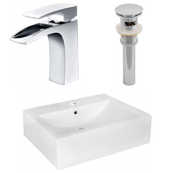 American Imaginations 20.25-in White Ceramic Rectangular Bathroom Sink Set