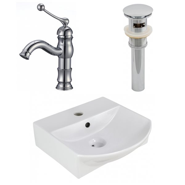 American Imaginations White Ceramic Vessel Rectangular Bathroom Sink Kit (14-in x 13.75-in)