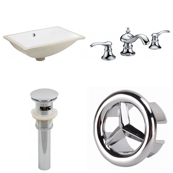 American Imaginations 14.35-in x 20.75-in White Ceramic Undermount Bathroom Sink with Faucet/Overflow Drain
