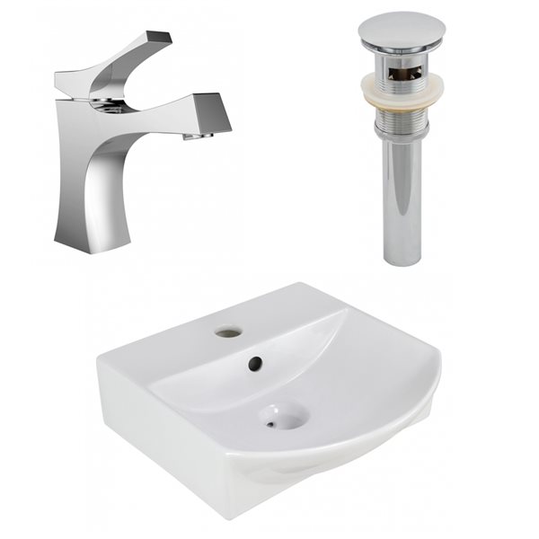 American Imaginations White Ceramic Vessel Bathroom Sink Kit (14-in x 13.75-in)