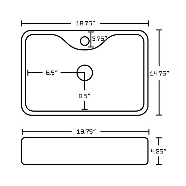 American Imaginations White Ceramic Vessel Rectangular Bathroom Sink Set (14.75-in x 18.75-in)