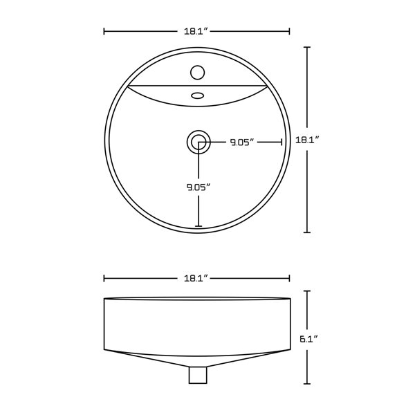American Imaginations White Ceramic Vessel Round Bathroom Sink Set (18.
