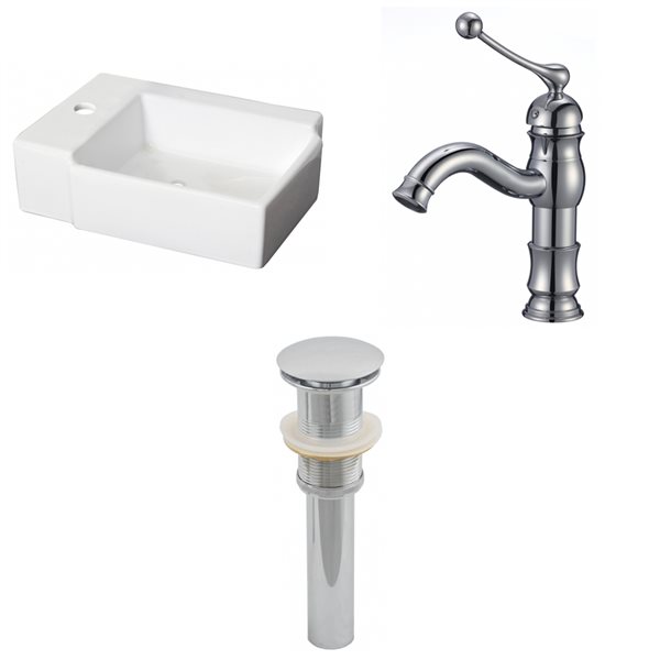 American Imaginations White Ceramic Vessel Rectangular Bathroom Sink Kit (11.75-in x 16.25-in)