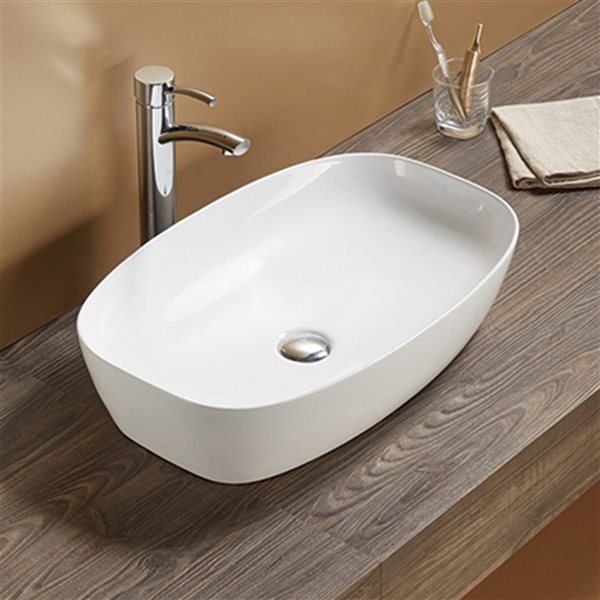 American Imaginations White Ceramic Vessel Rectangular Bathroom Sink (15-in x 23.62-in)
