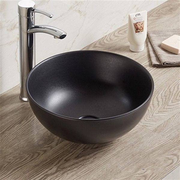 American Imaginations Black Round Ceramic Vessel Bathroom Sink (14.09 ...