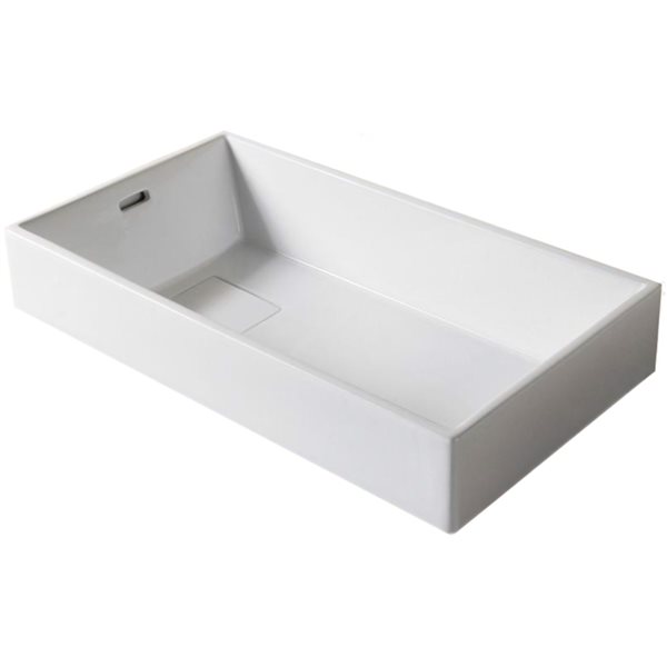 American Imaginations Rectangular White Ceramic Vessel Bathroom Sink - Overflow Drain Included (16-in x 28-in)