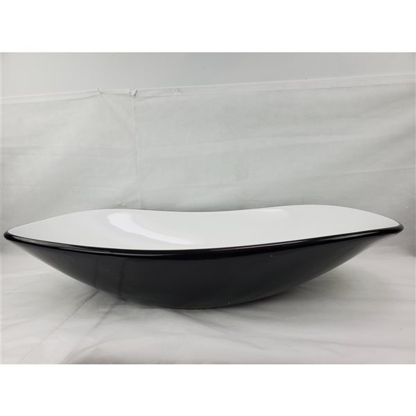 American Imaginations Black and White Ceramic Vessel Oval Bathroom Sink (14.6-in x 28.5-in)