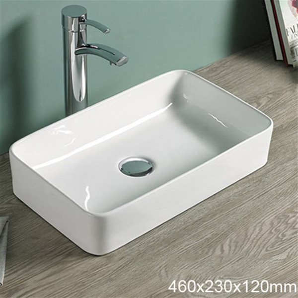 American Imaginations White Ceramic Rectangular Vessel Bathroom Sink (15-in x 23.8-in)