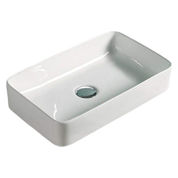American Imaginations White Ceramic Rectangular Vessel Bathroom Sink (15-in x 23.8-in)