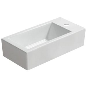 American Imaginations White Ceramic Vessel Rectangular Bathroom Sink (9.4-in x 19.7-in)
