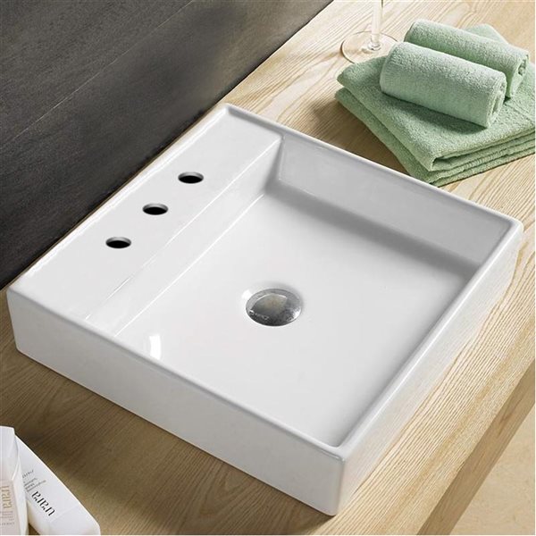 American Imaginations Square White Ceramic Vessel Bathroom Sink (11-in x 11-in)