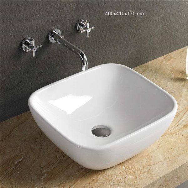 American Imaginations White Rectangular Ceramic Vessel Bathroom Sink (16.1-in x 18.1-in)