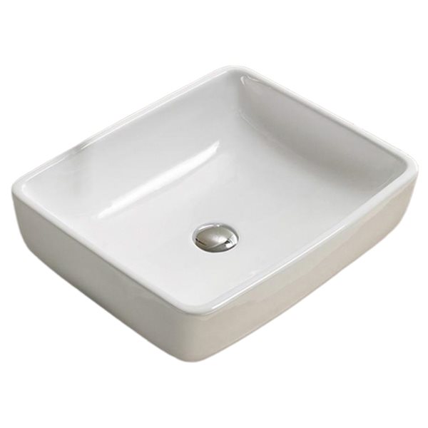 American Imaginations Rectangular White Ceramic Vessel Bathroom Sink (15.4-in x 18.7-in)