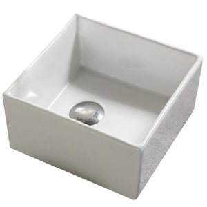 American Imaginations Square White Ceramic Vessel Bathroom Sink (10.6-in x 10.6-in)