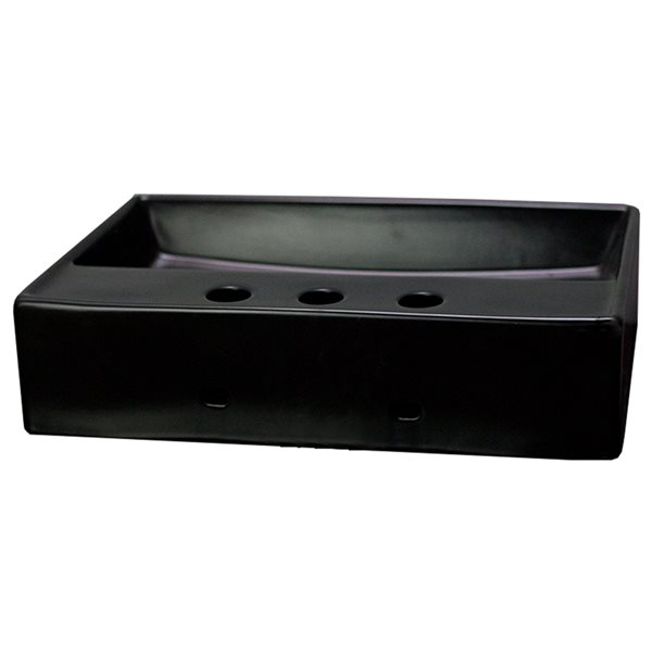 American Imaginations Rectangular Black Ceramic Vessel Bathroom Sink Overflow Drain Included